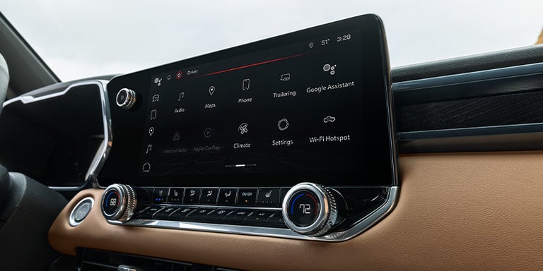 An interior view of the cabin of the GMC Canyon
