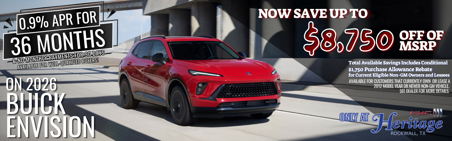 NOW SAVE up to $8,750 OFF OF MSRP on 2026 Buick Envisions!