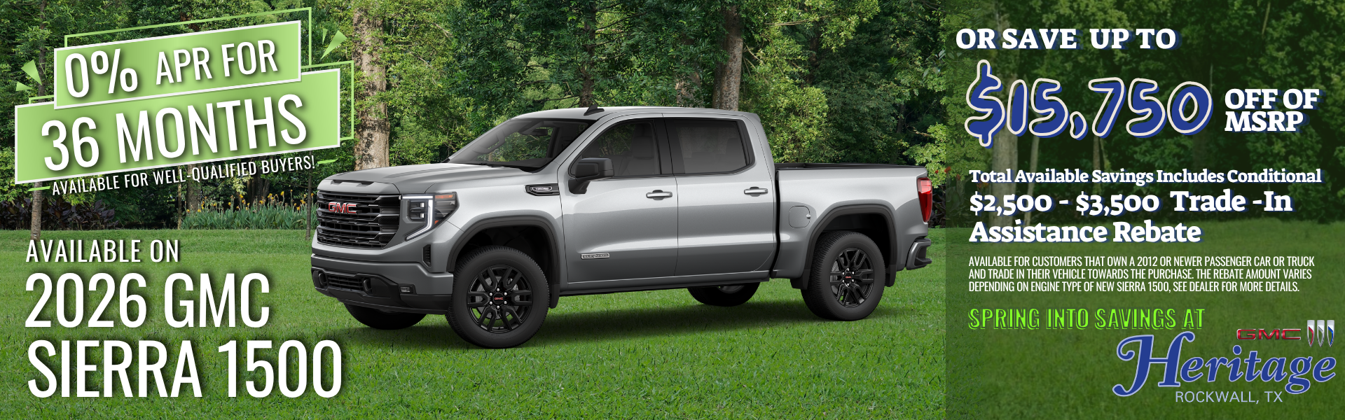 Save up to $15,750 off of MSRP on 2026 Sierra 1500!