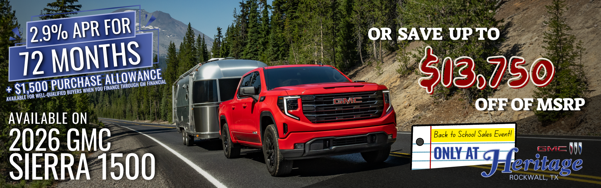 Save up to $13,750 off of MSRP on 2026 Sierra 1500!