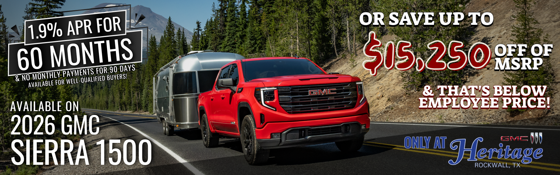 Save up to $15,250 off of MSRP on 2026 Sierra 1500!