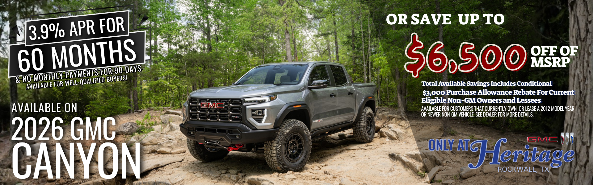 3.9% APR for 60 Months available on 2026 GMC Canyon!