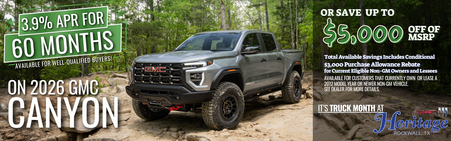 3.9% APR for 60 Months available on 2026 GMC Canyon!