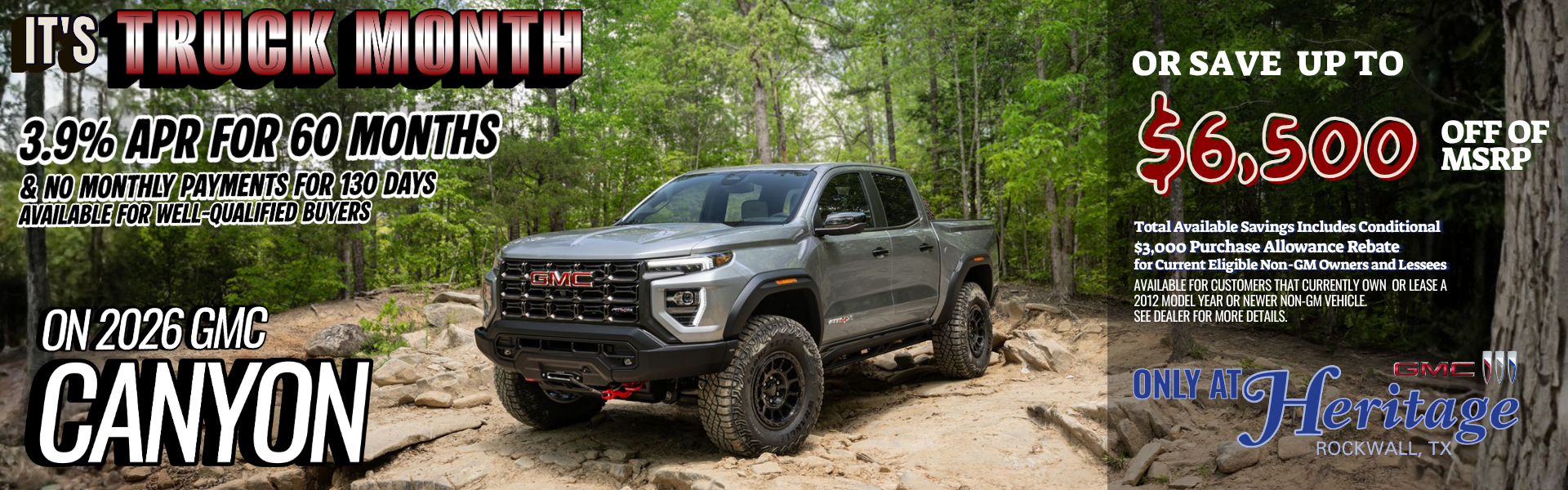 3.9% APR for 60 Months available on 2026 GMC Canyon!