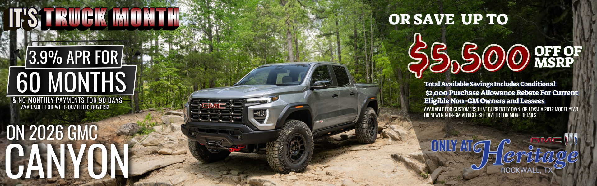 3.9% APR for 60 Months available on 2026 GMC Canyon!
