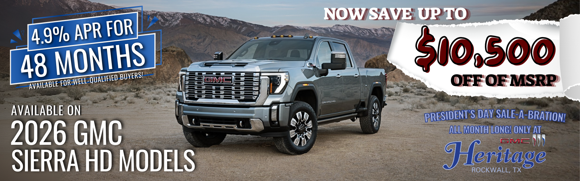 Save up to $10500 off of MSRP on 2026 Sierra HD models!